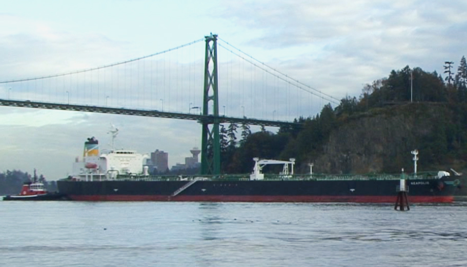 Oil tanker passing Stanley Park